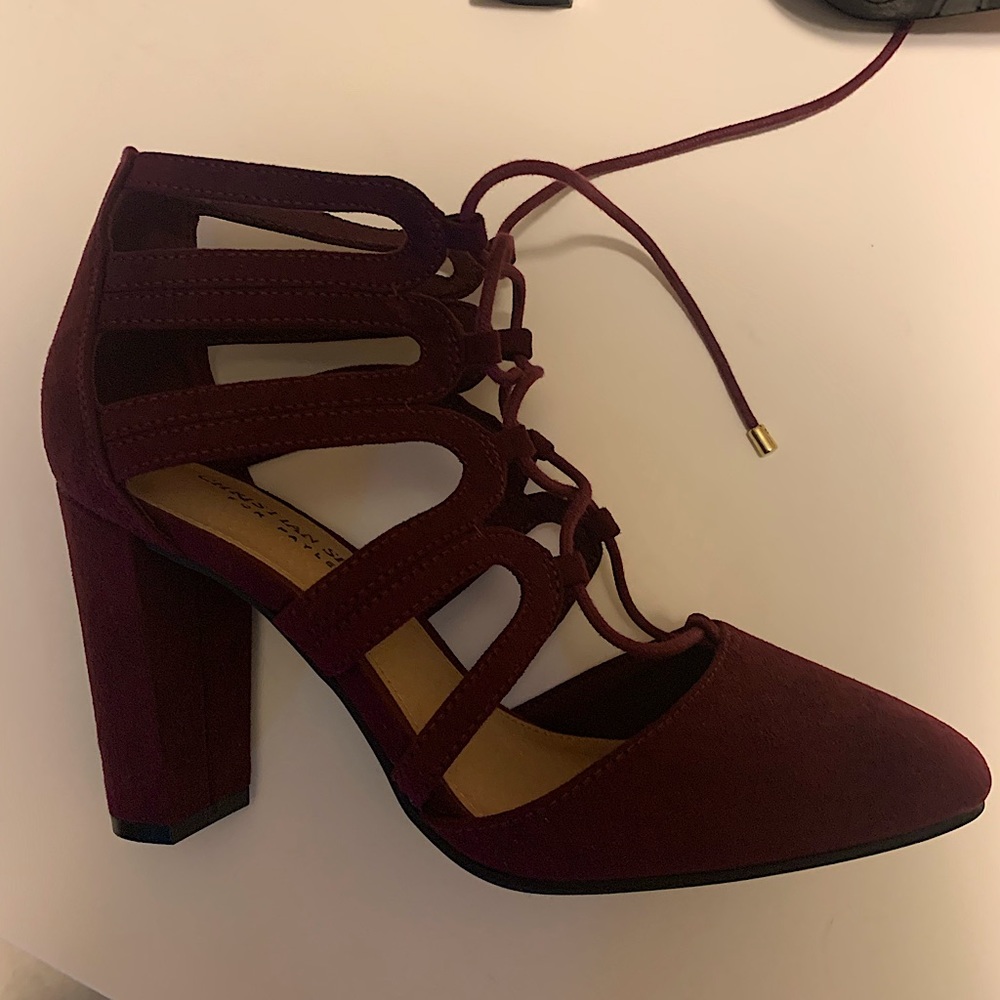 Maroon lace up heels